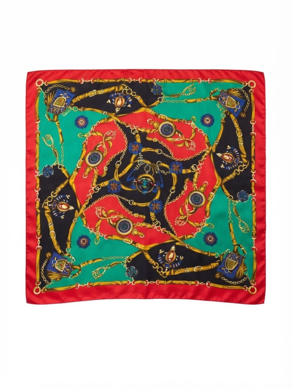 Vintage 80's Versace-Patterned scarf, 34"X35" Black Viscose